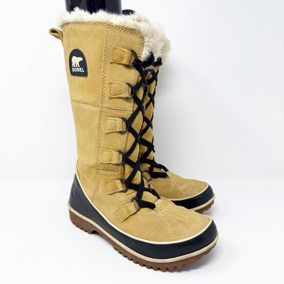Sorel Tan Suede Tivoli High II Lace Up Boots Sz 6 Microfleece Lining Waterproof - Picture 10 of 10